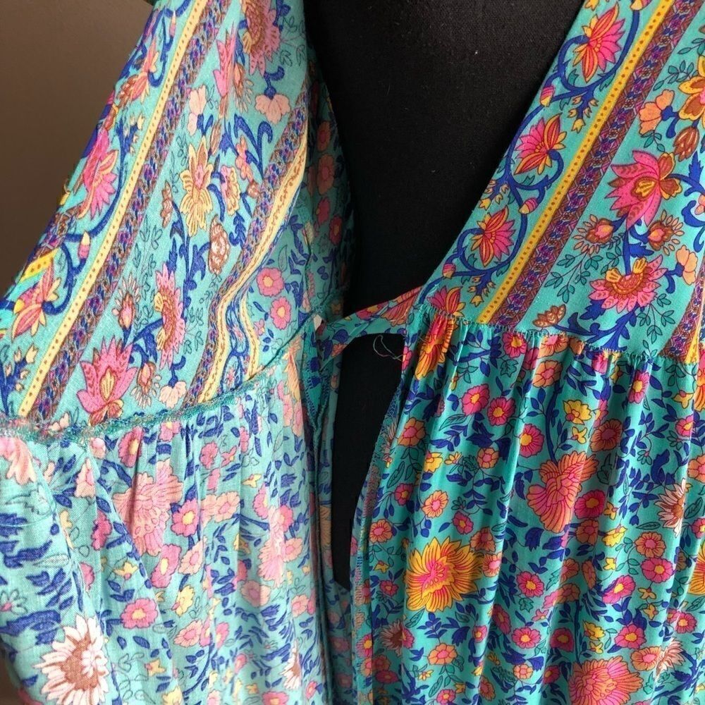 Teal Wrap Maxi Dress - Picture 11 of 14